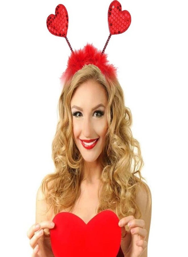 NAOPSY Heart Headband Valentine's Day Festive Headband Red Sequin Love-shaped Head Boppers Party Hair Accessoires for Holiday Festival - Image 3